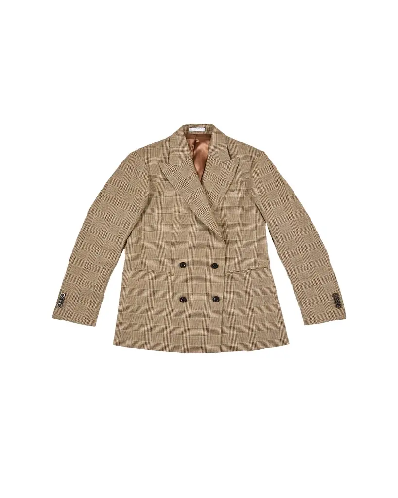 Boglioli Men's Linen Prince of Wales Double-Breasted Sport Coat