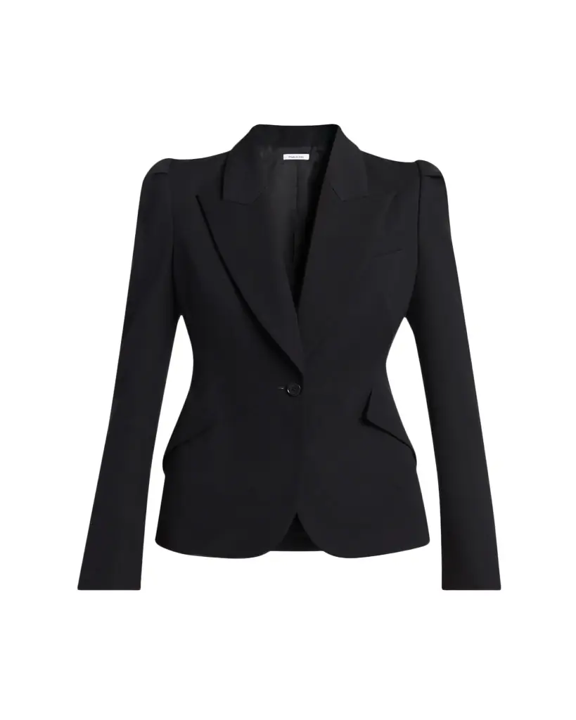McQueen Puff-Sleeve Grain De Poudre Jacket