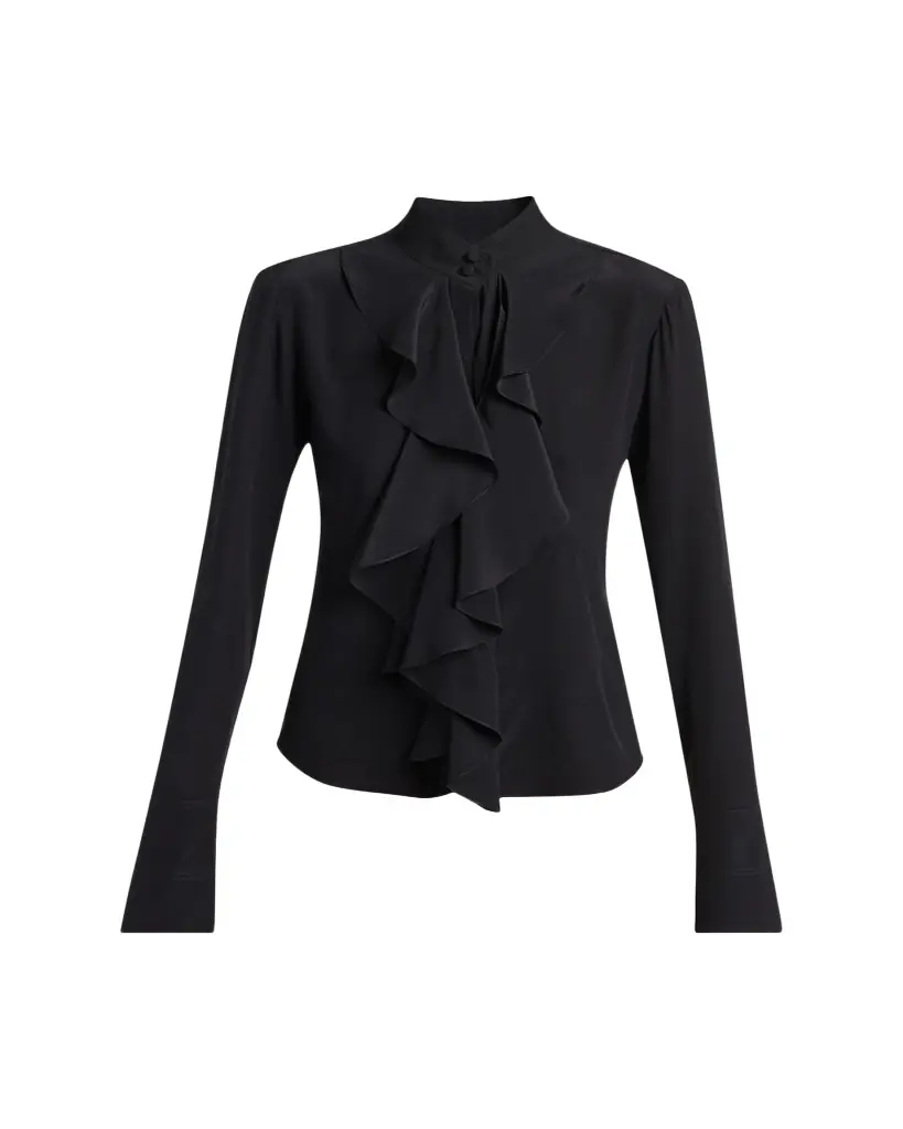 McQueen Ruffle Crepe De Chine Shirt