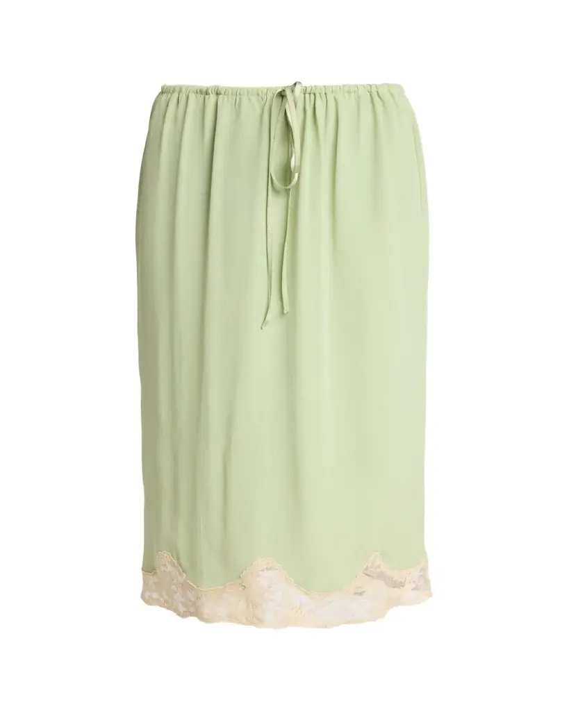 Saint Laurent Lace-Trim Silk Midi Skirt