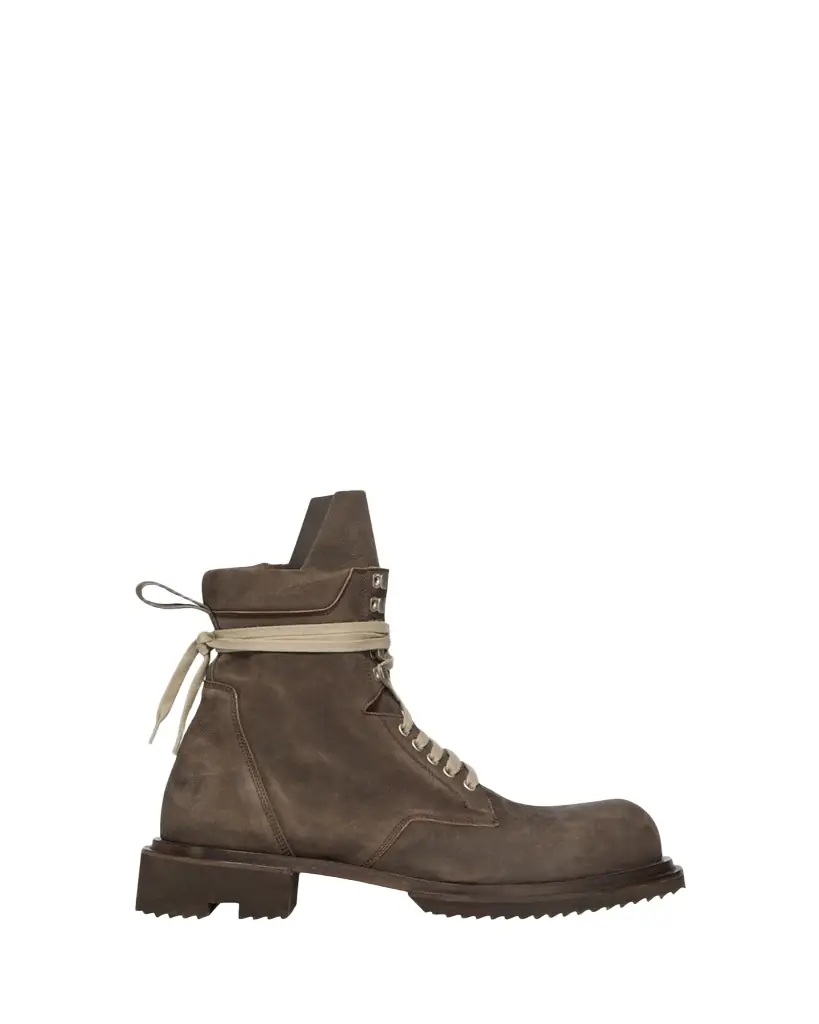 Rick Owens Men's Low Army Gabe Leather Lace-Up Ankle Boots
