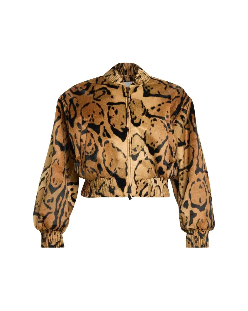Stella McCartney Cloud Leopard Velvet Bomber Jacket