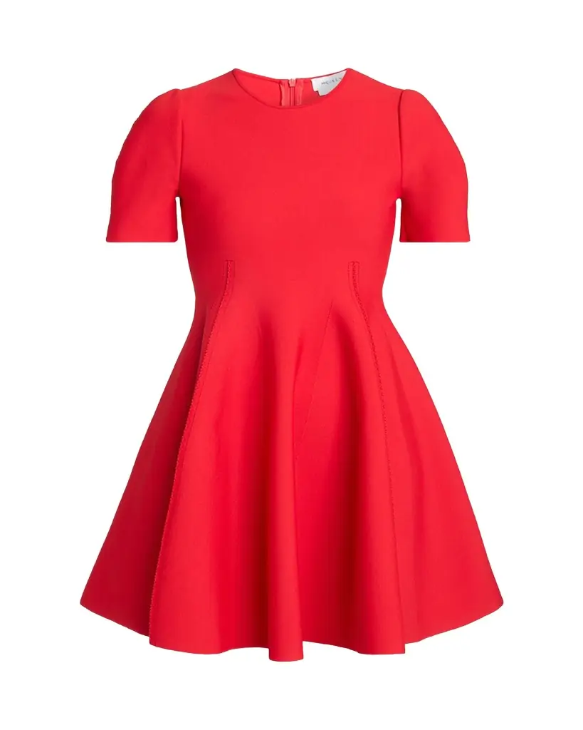 McQueen Puff-Sleeve Fit-&-Flare Mini Dress