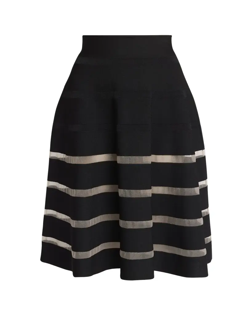 Balmain Sheer Striped Midi Skirt