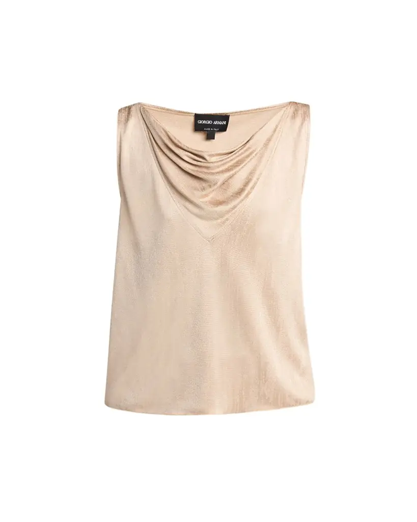 Giorgio Armani Cowl-Neck Metallic Jersey Top