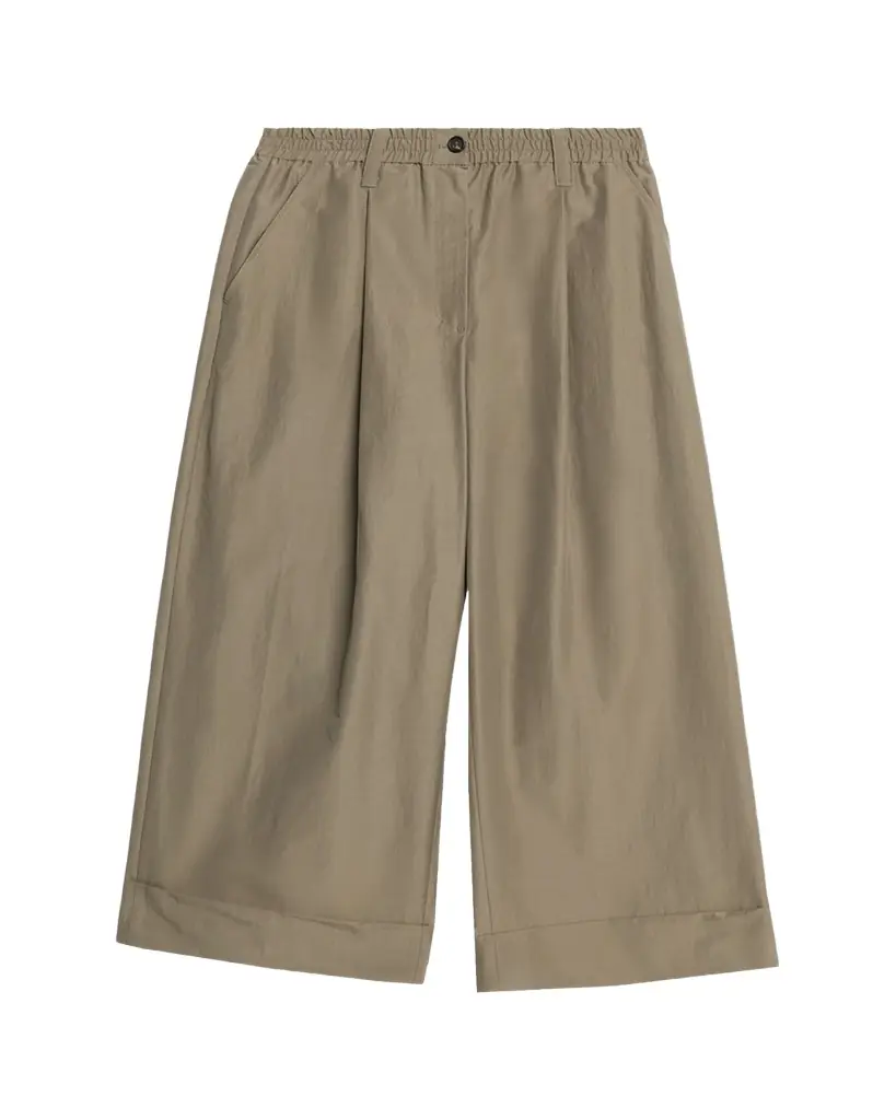Brunello Cucinelli Lightweight Technical Cotton Wide-Leg Ankle Pants