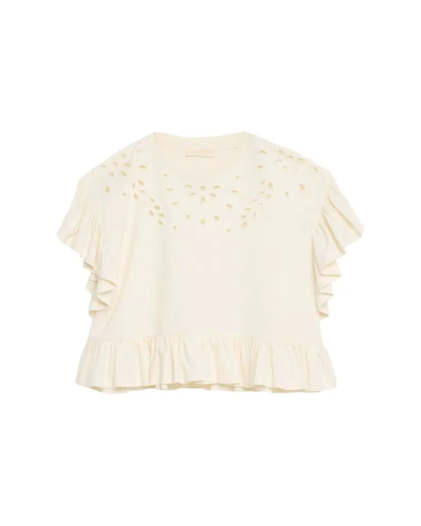 Ulla Johnson Mariana Embroidered Flutter-Sleeve Top