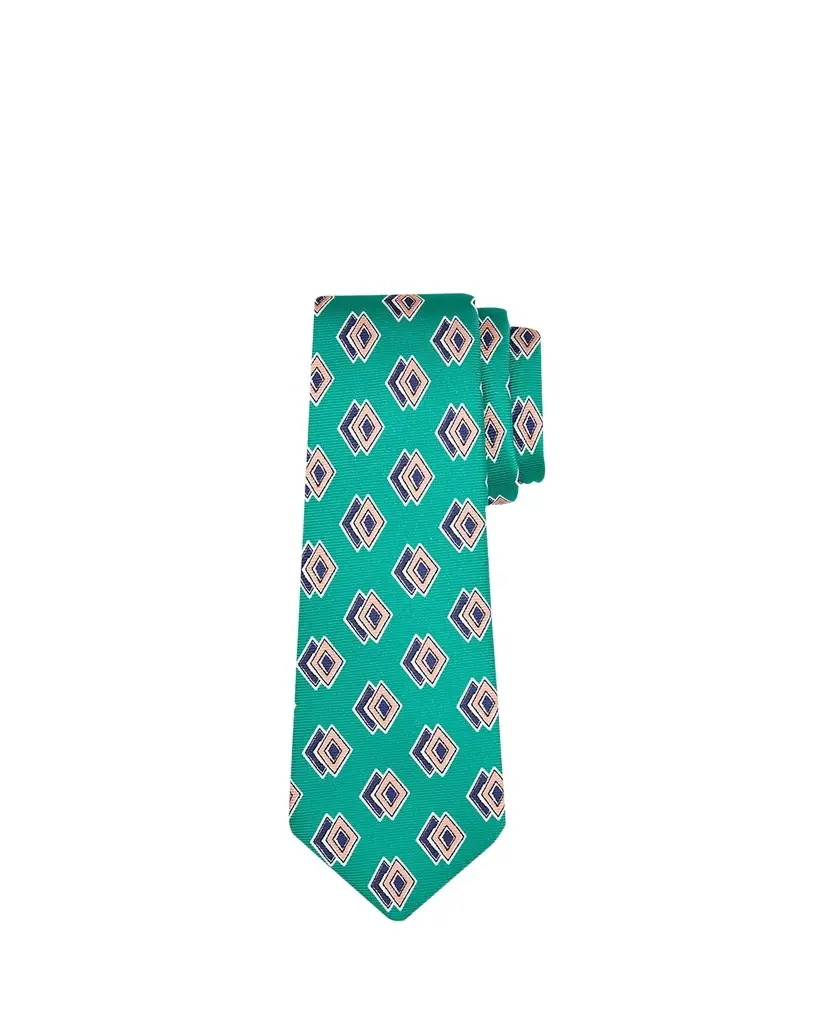 Kiton Men's Double Diamond Print Silk 7-Fold Tie