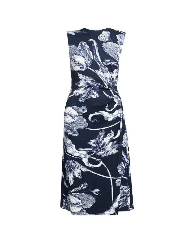 Erdem Floral-Print Draped Sleeveless Midi Dress