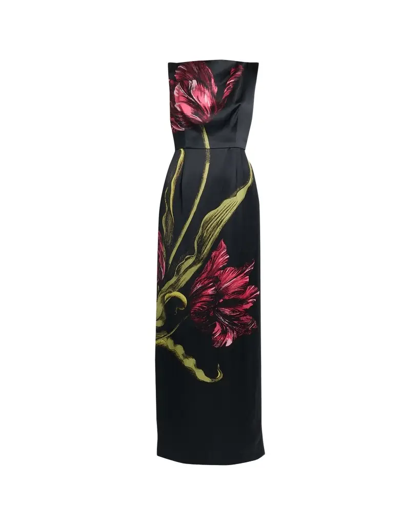 Erdem Floral-Print Duchess Satin Sleeveless Gown