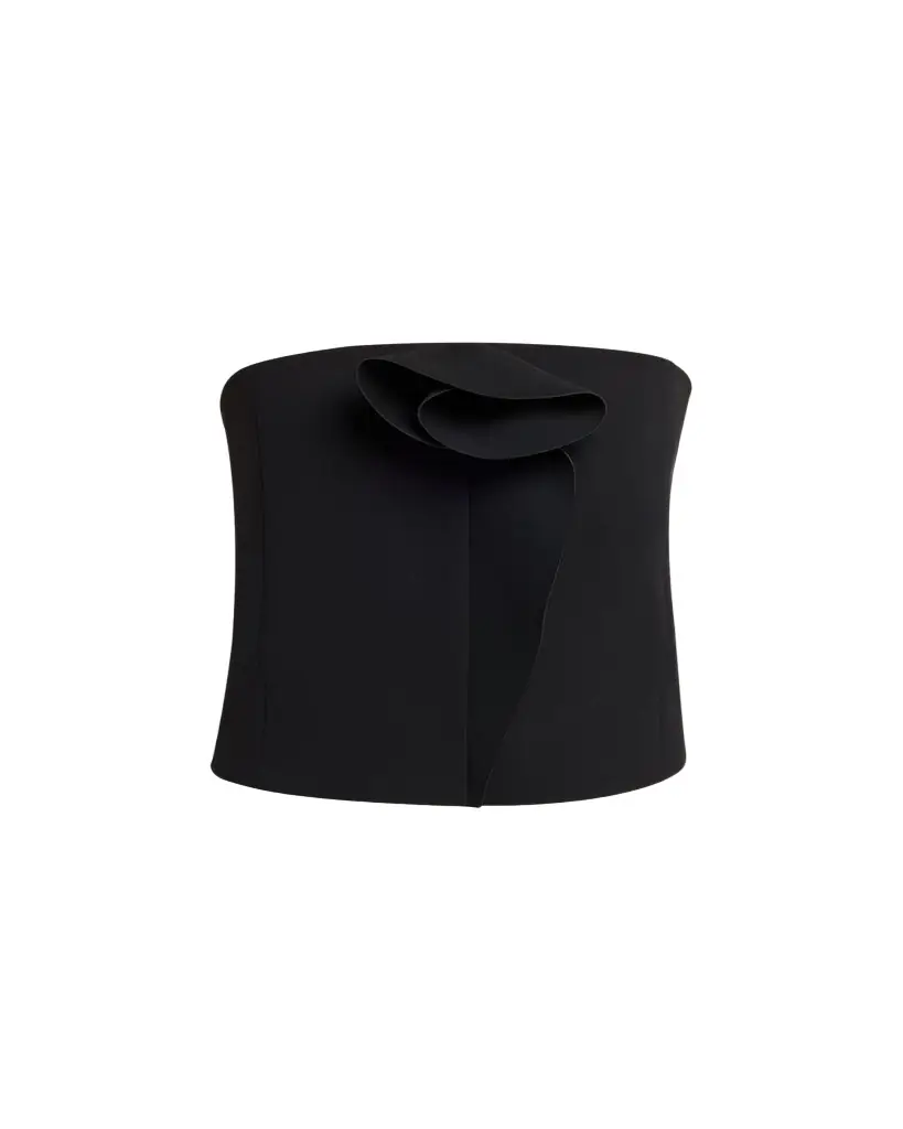 Giorgio Armani Rosette Strapless Silk Top