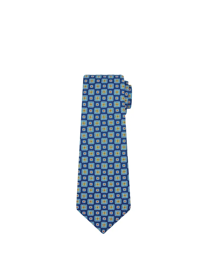 Kiton Men's Square Medallion Silk 7-Fold Tie