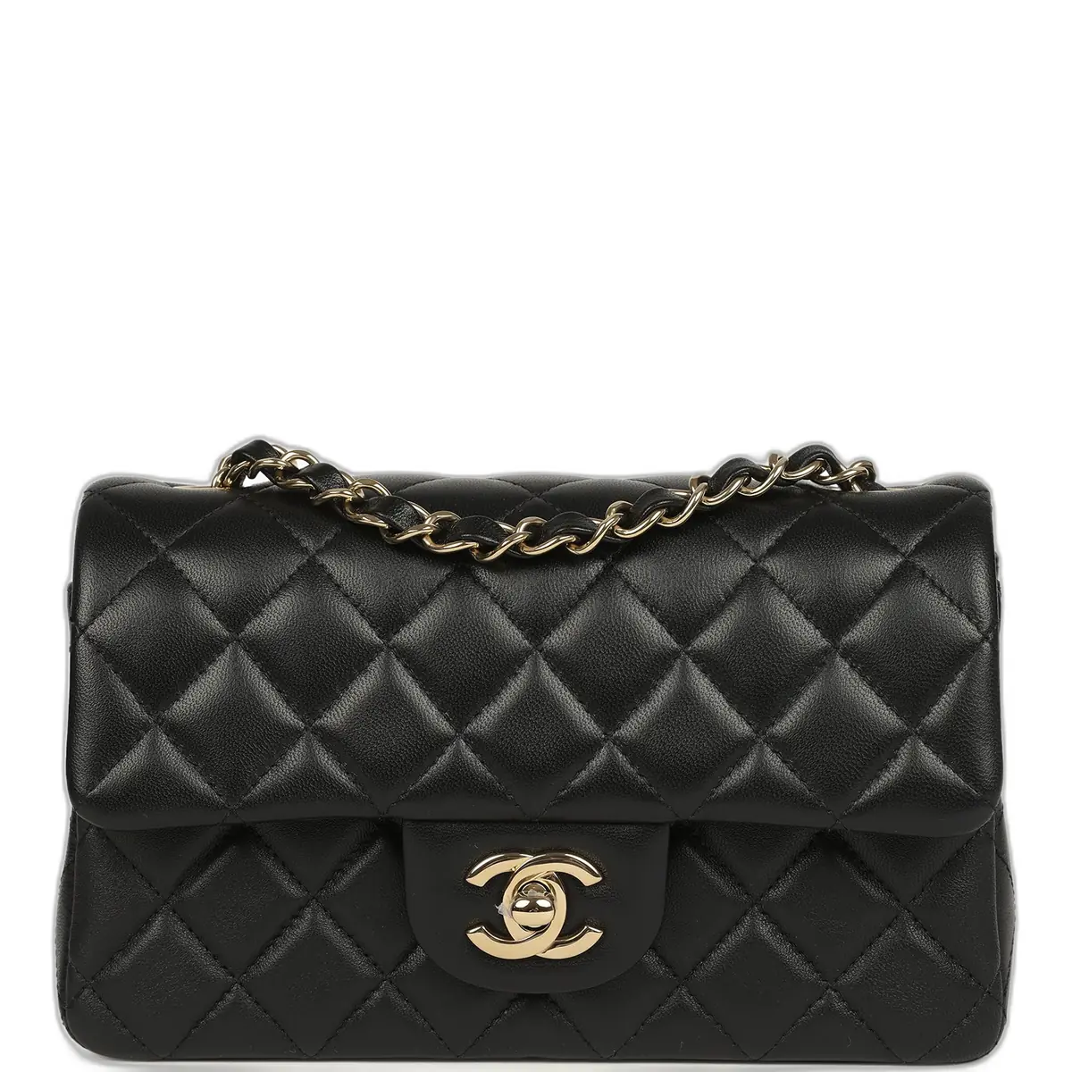 Chanel Chanel Mini Classic Rectangular Flap Bag Black Lambskin Light Gold Hardware