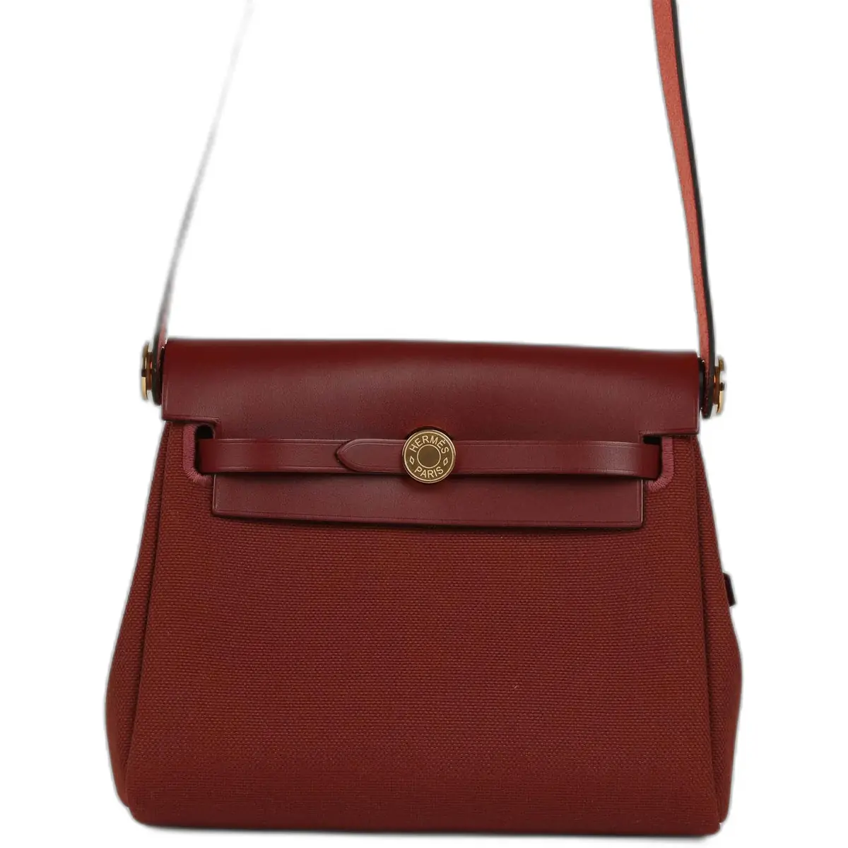 hermes Hermes Herbag Zip 20 Mini Rouge H Toile Militaire Canvas and Vache Hunter Gold Hardware