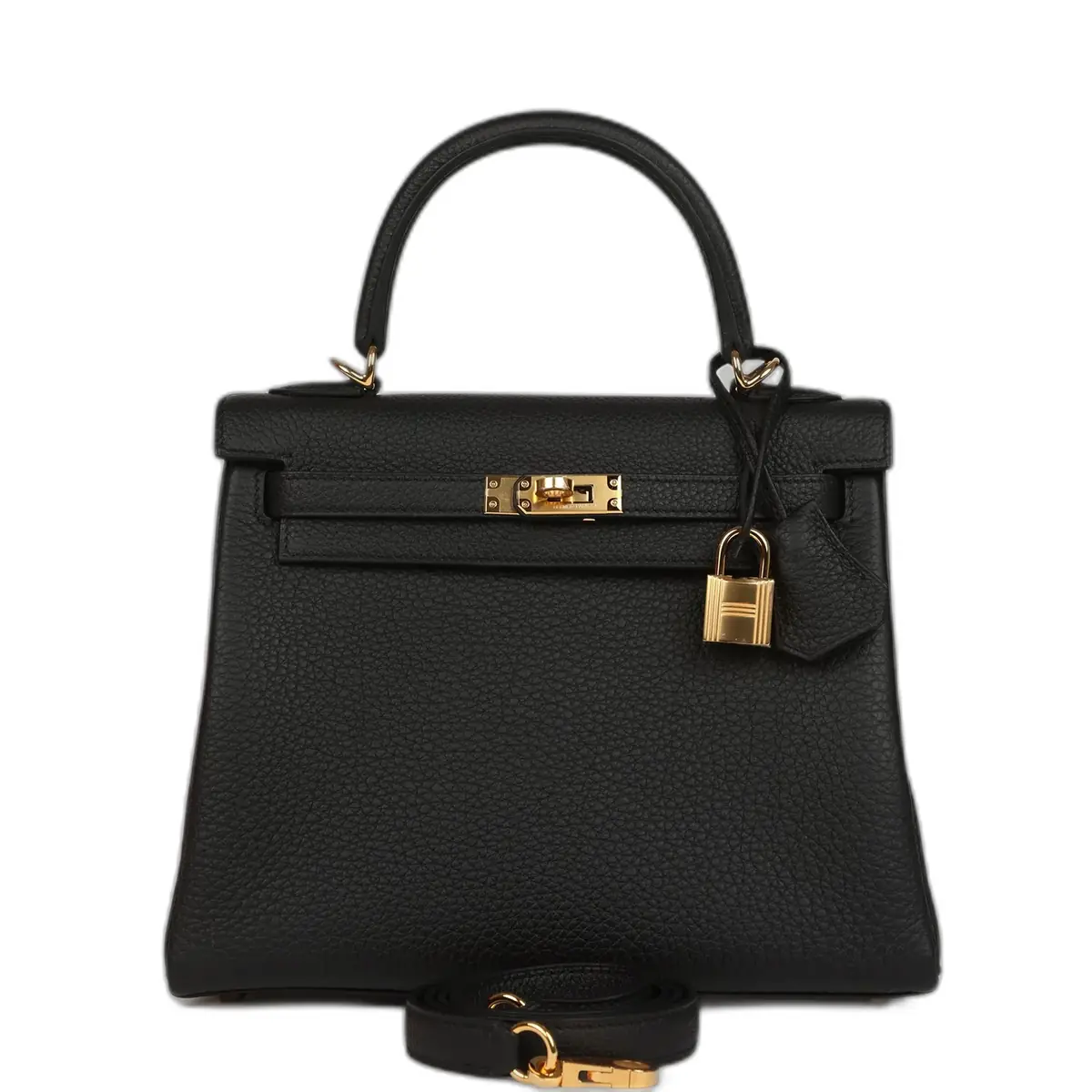 hermes Hermes Kelly Retourne 25 Black Togo Gold Hardware
