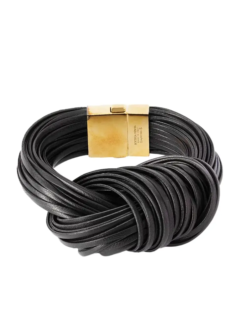 Bottega Veneta Knot Gold-plated And Leather Bracelet