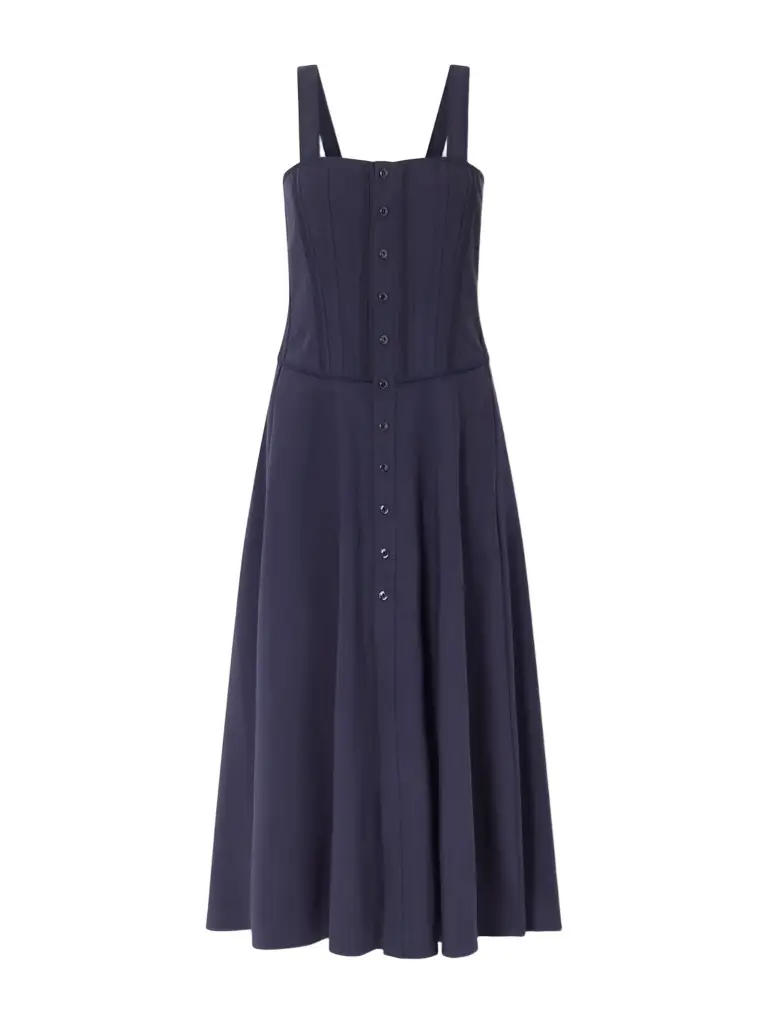 Ralph Lauren Collection Sophee Pintucked Cotton-blend Jersey Midi Dress