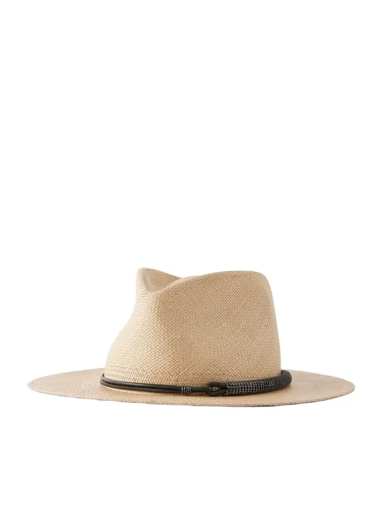 Brunello Cucinelli Embellished Ribbon-trimmed Straw Hat