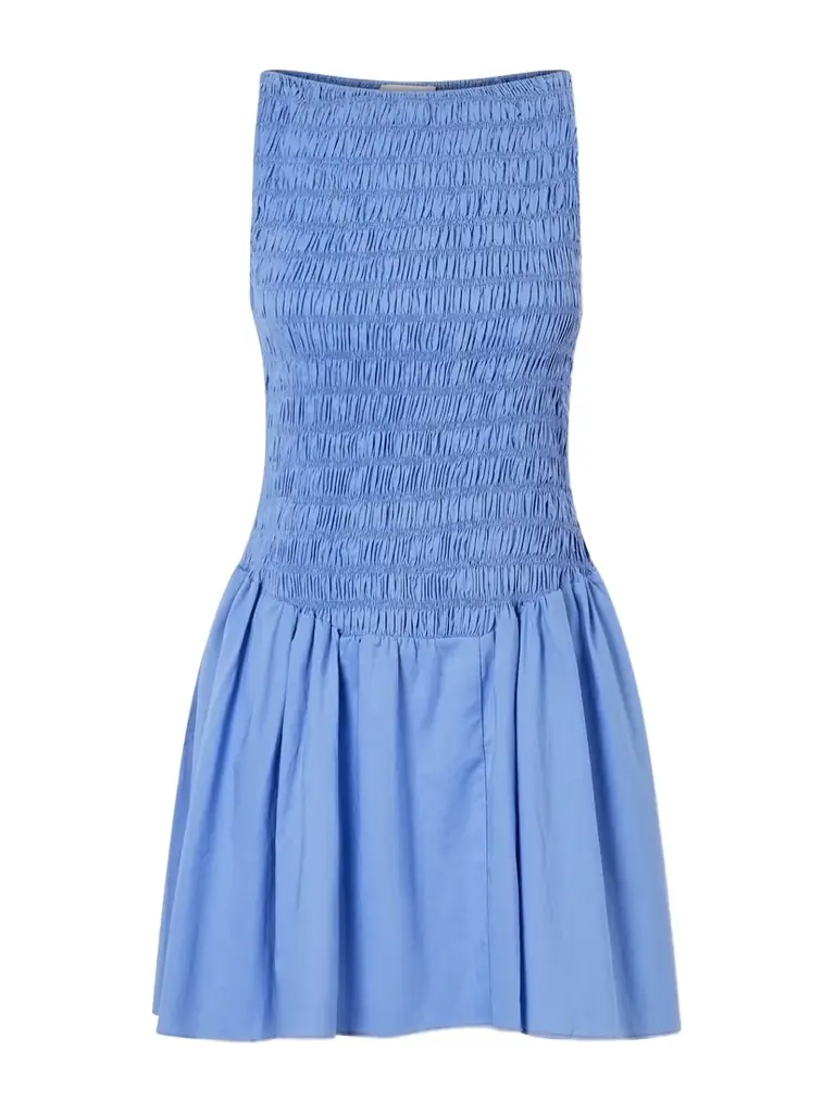 Faithfull Martina Shirred Cotton Mini Dress