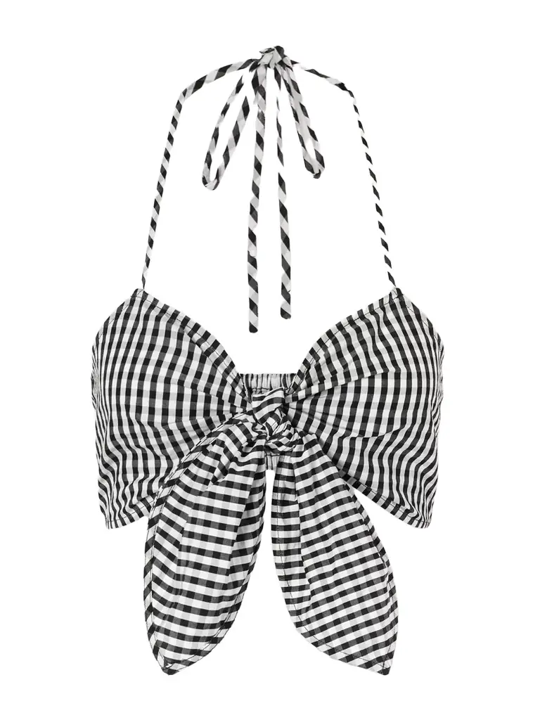 Faithfull Onda Knotted Checked Cotton Top