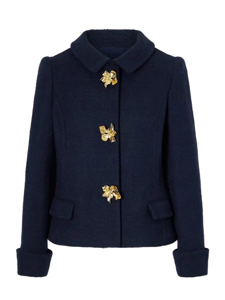 Oscar de la Renta Embellished Cotton And Wool-blend Tweed Jacket
