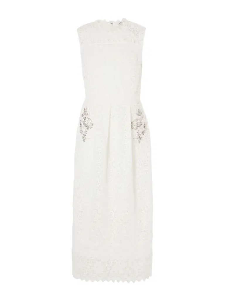 Erdem Crystal-embellished Cotton-guipure Lace Midi Dress