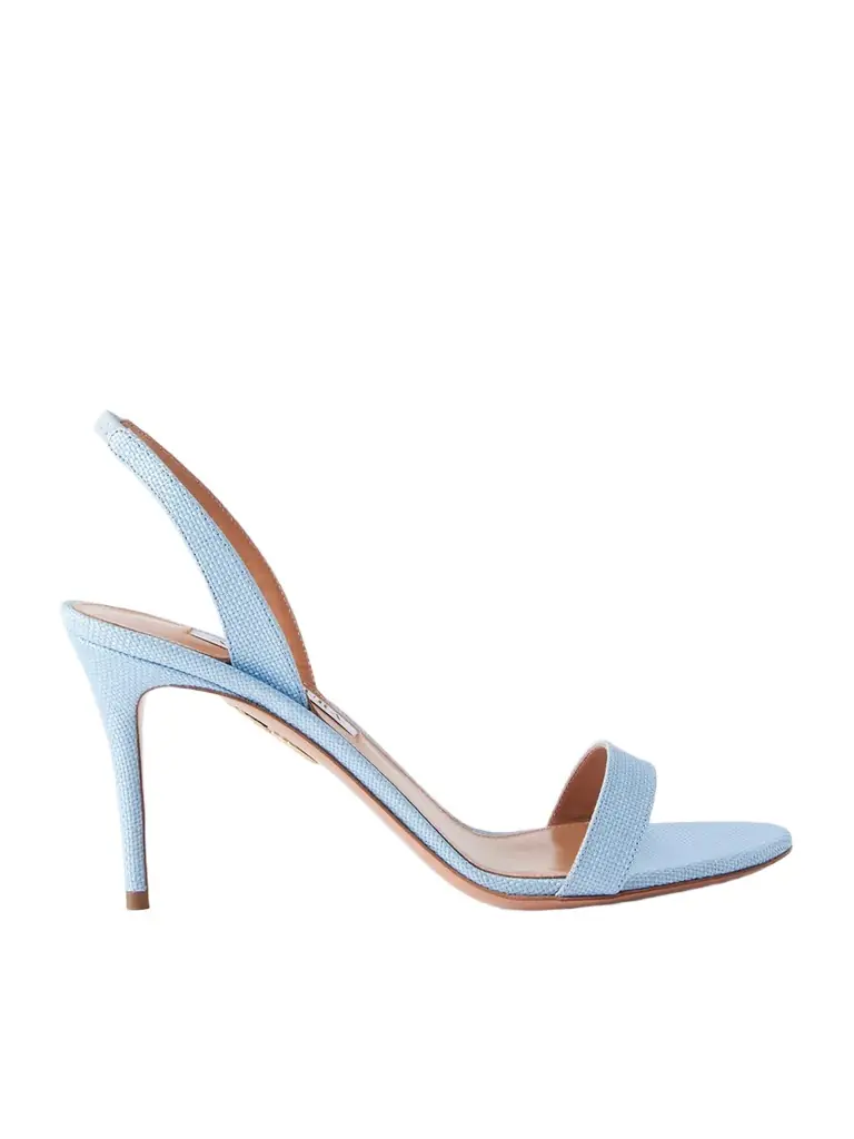 Aquazzura So Nude 85 Raffia Slingback Sandals