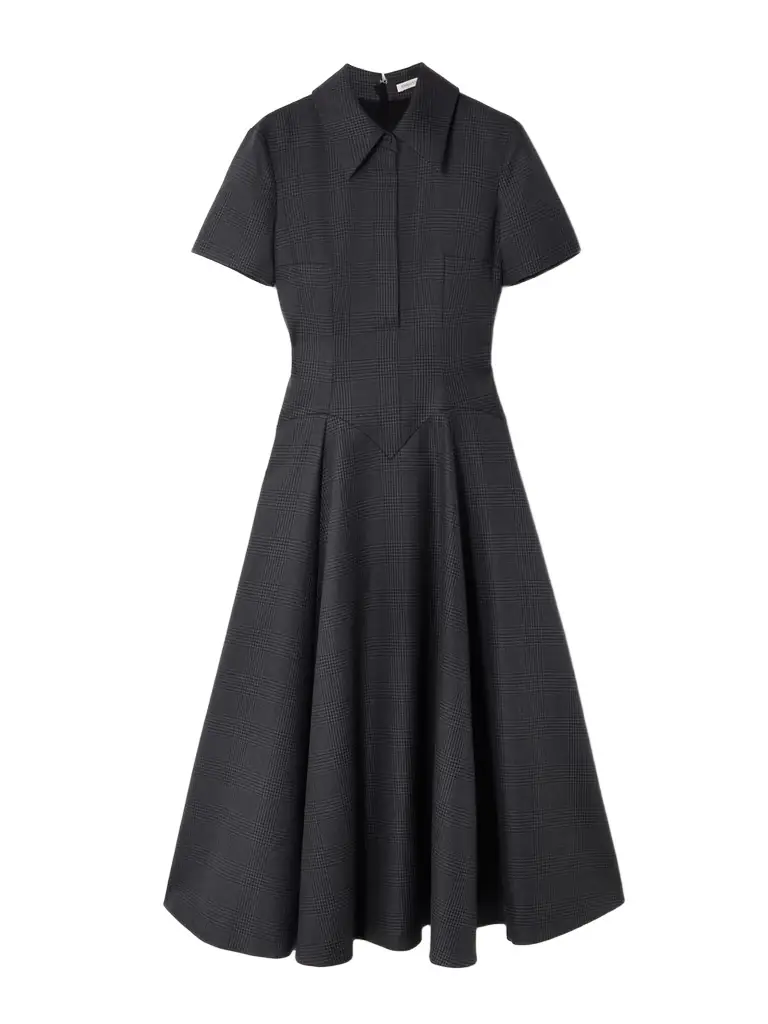 Emilia Wickstead Jody Paneled Prince Of Wales Checked Wool-blend Midi Shirt Dress