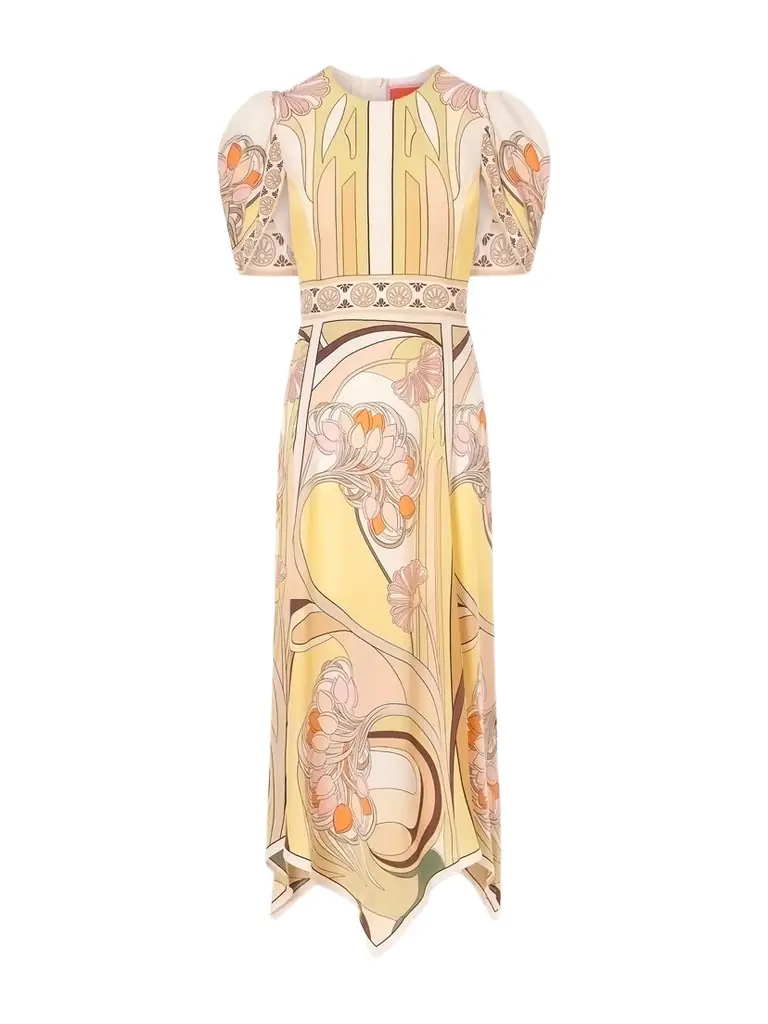 La DoubleJ Cherie Printed Silk Midi Dress