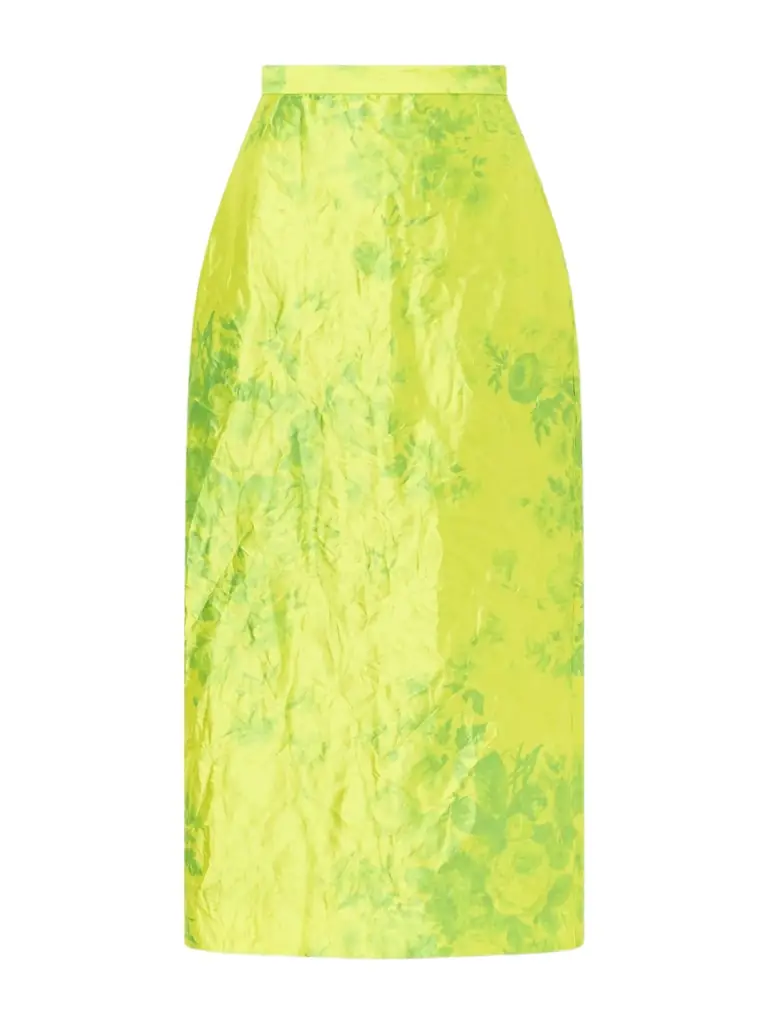 Erdem Floral-print Crinkled-satin Midi Skirt