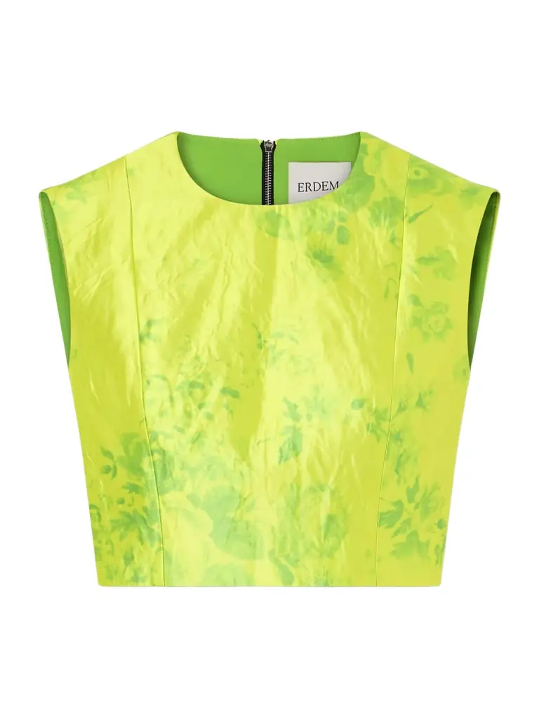 Erdem Floral-print Crinkled-satin Top