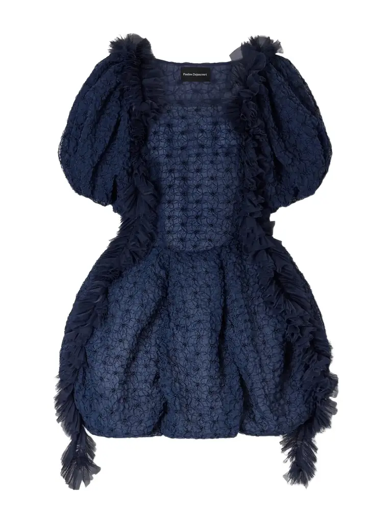 Pauline Dujancourt Flower Smocked Recycled-organza Mini Dress