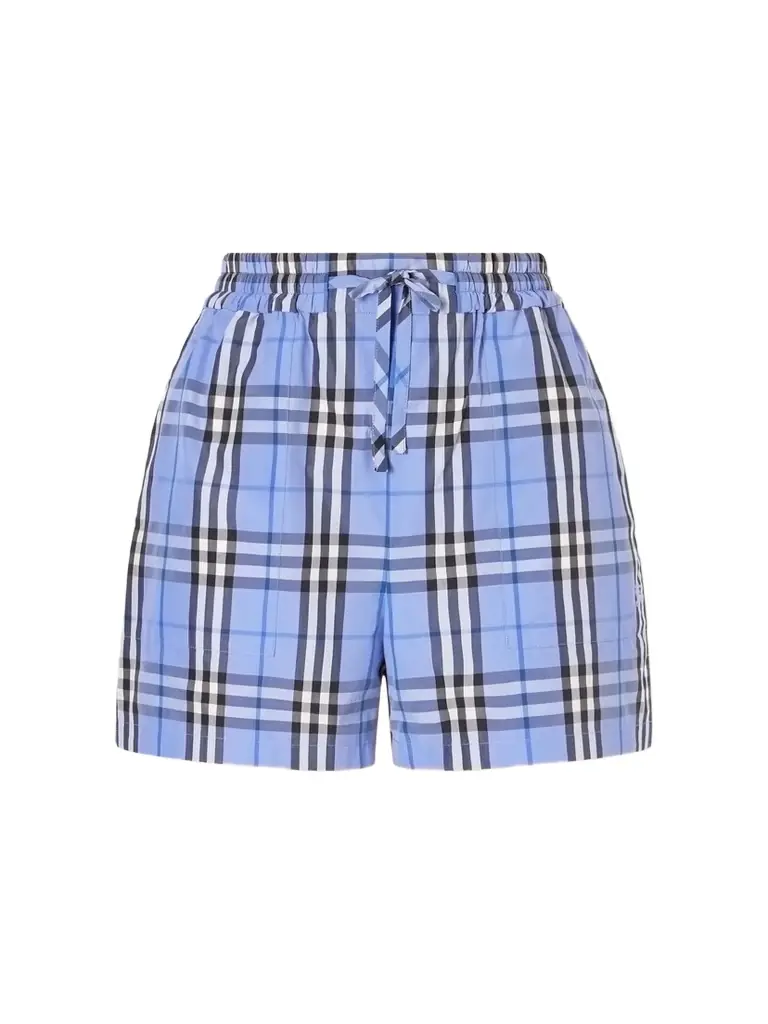 Burberry Plaid Drawstring Cotton Shorts