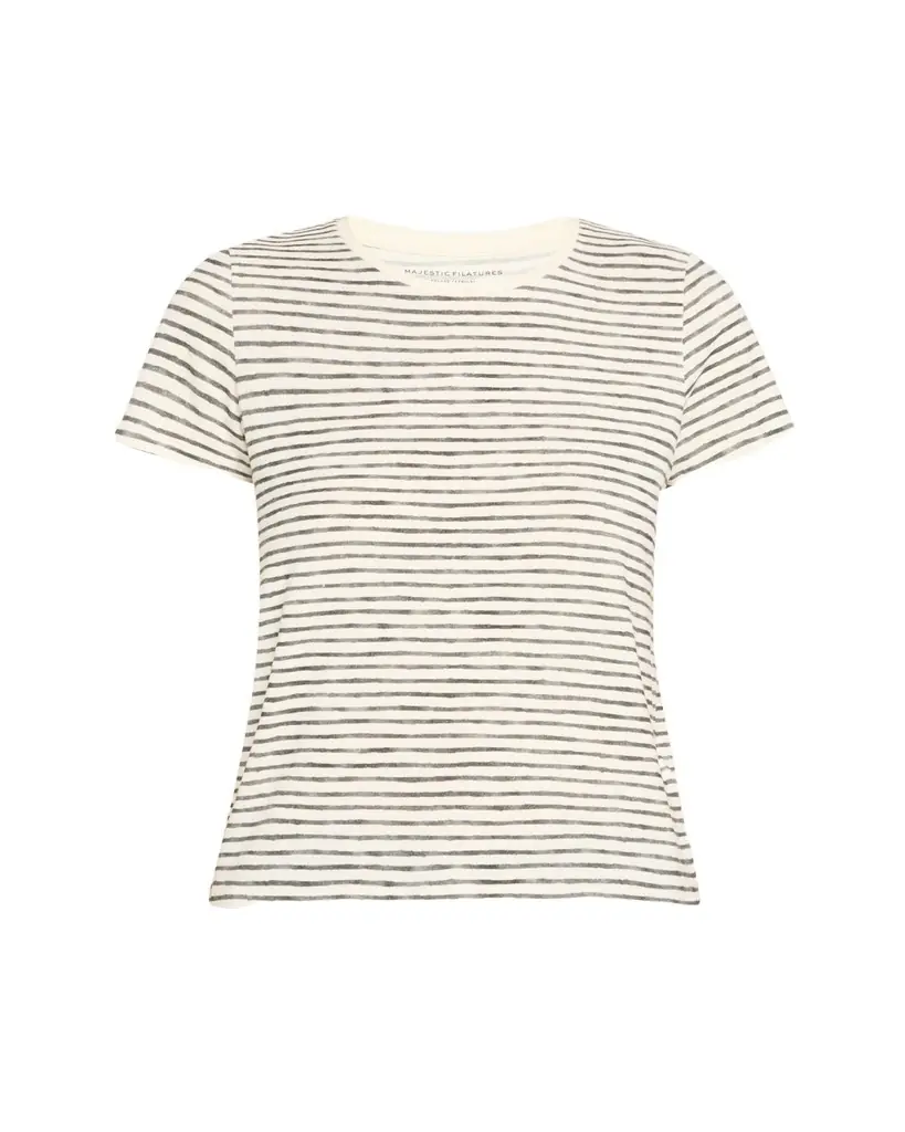 Majestic Filatures Cotton Striped Boat-Neck Tee