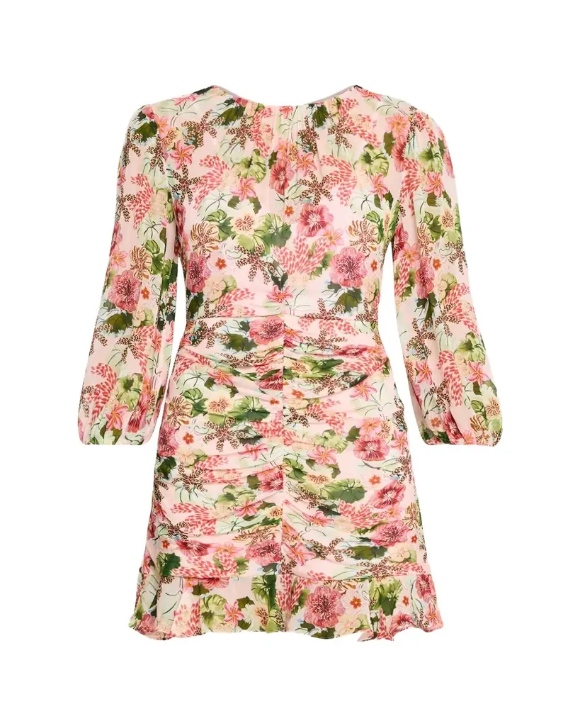 Saloni Astrid Ruched Floral Mini Dress