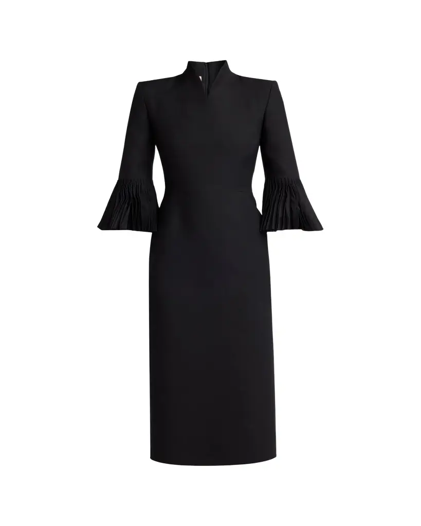 Valentino Garavani Embellished High-Collar Midi Dress