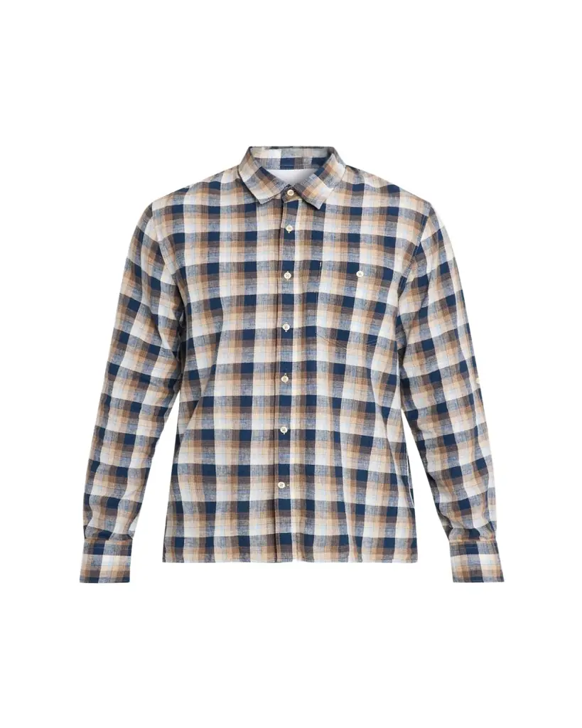Officine Generale Men's Younes Cotton and Linen Plaid Button-Down Shirt
