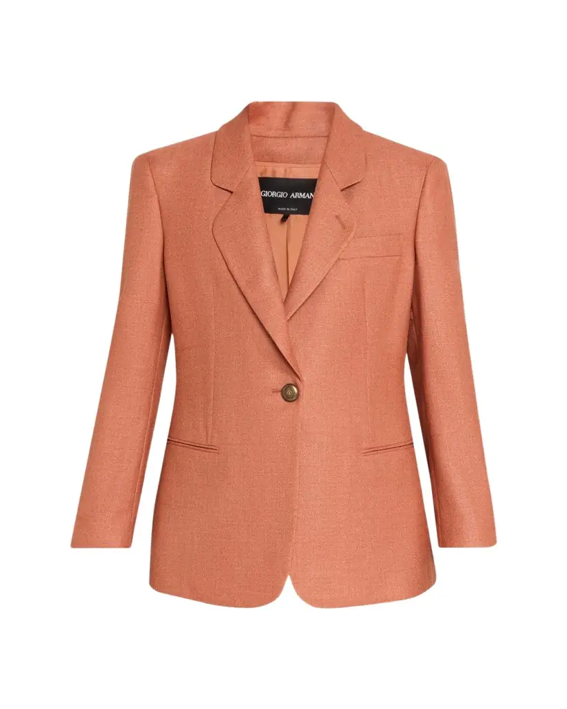 Giorgio Armani Silk-Wool Single-Breasted Blazer Jacket