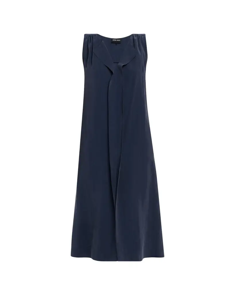 Giorgio Armani Technical Silk Sleeveless Midi Shirtdress