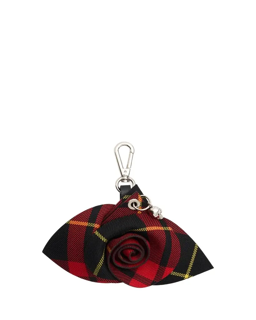McQueen Rose Tartan Bag Charm