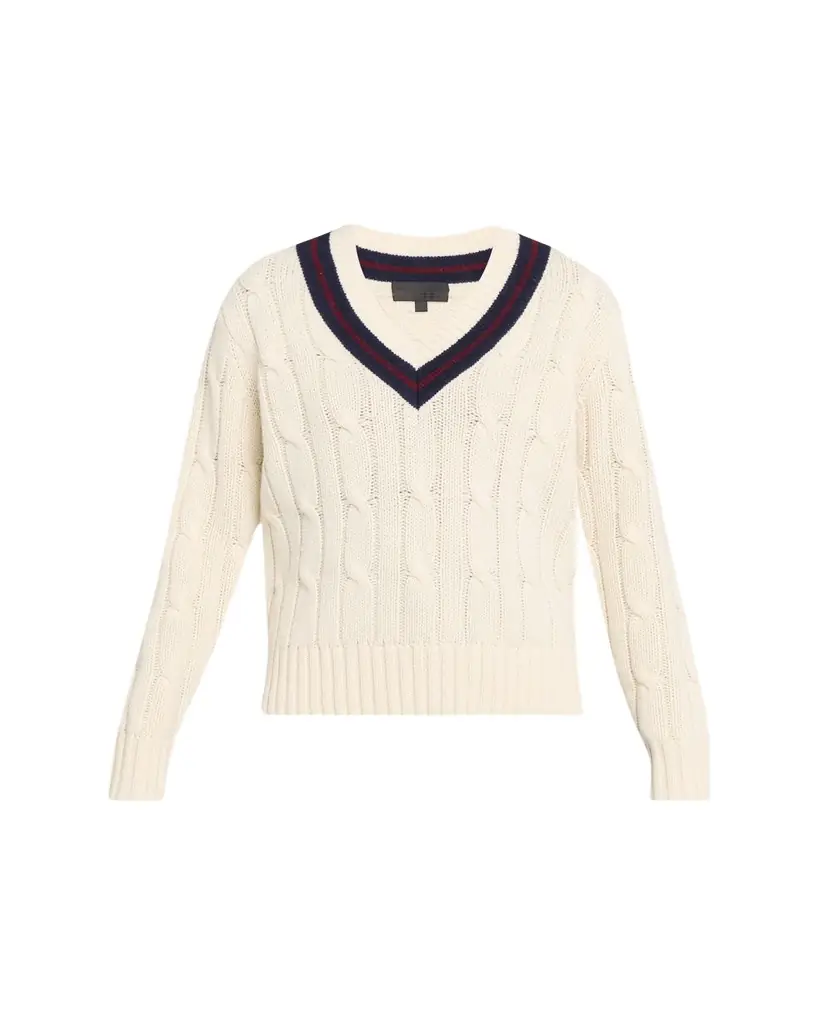 Nili Lotan Fabiana Cable-Knit V-Neck Sweater