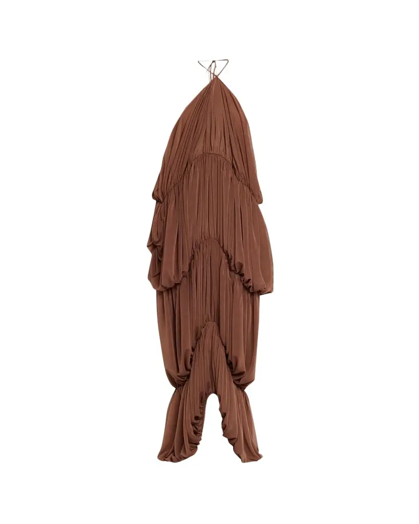 Ronny Kobo Bia Draped Halter Column Maxi Dress