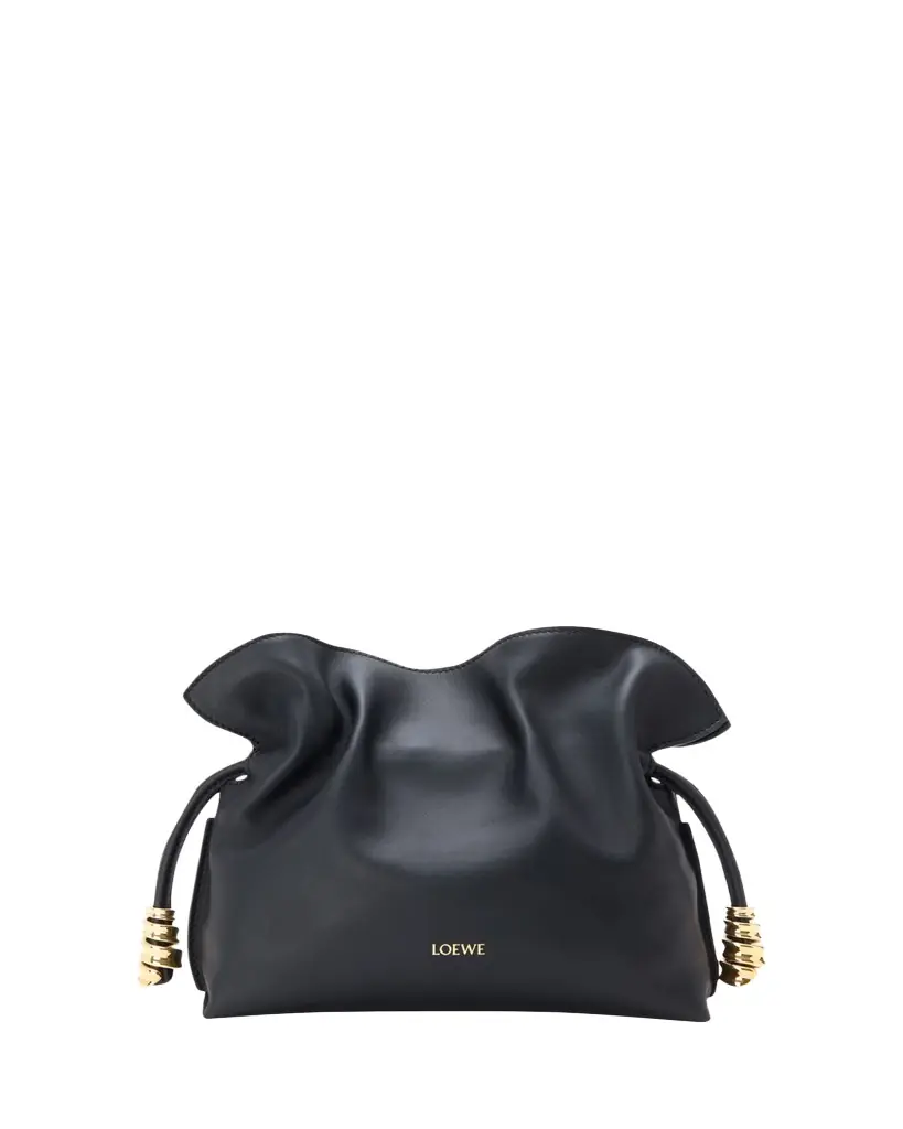 Loewe Flamenco Ruched Clutch Bag in Leather