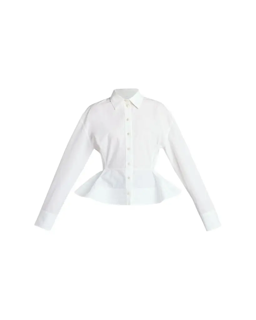 Stella McCartney Cotton Poplin Button-Front Peplum Shirt