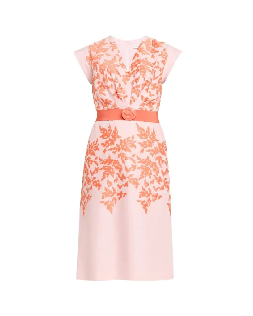 Silvia Tcherassi Olive Embroidered Linen Midi Dress With Belt