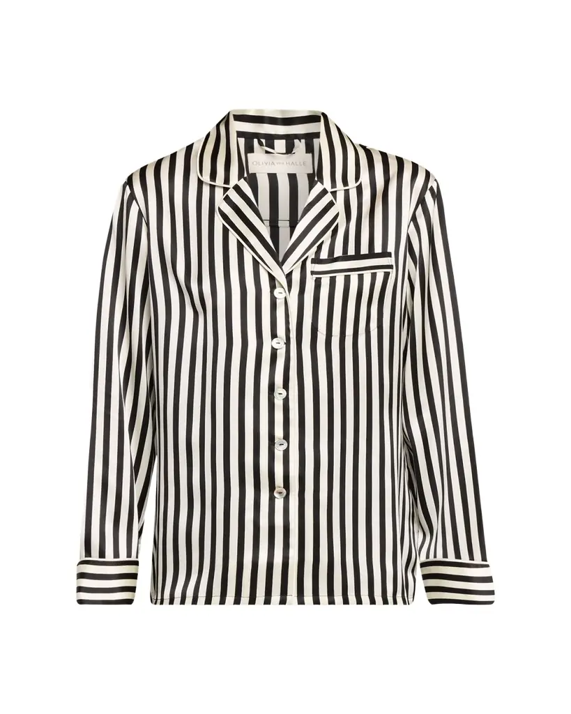 Olivia von Halle Lila Nika Striped Silk Satin Pajama Set