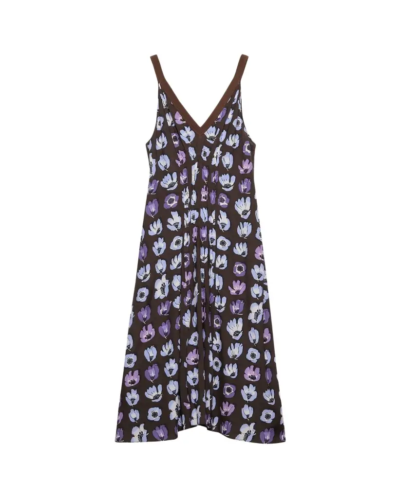 Prada Floral-Print Gathered Sleeveless Midi Dress