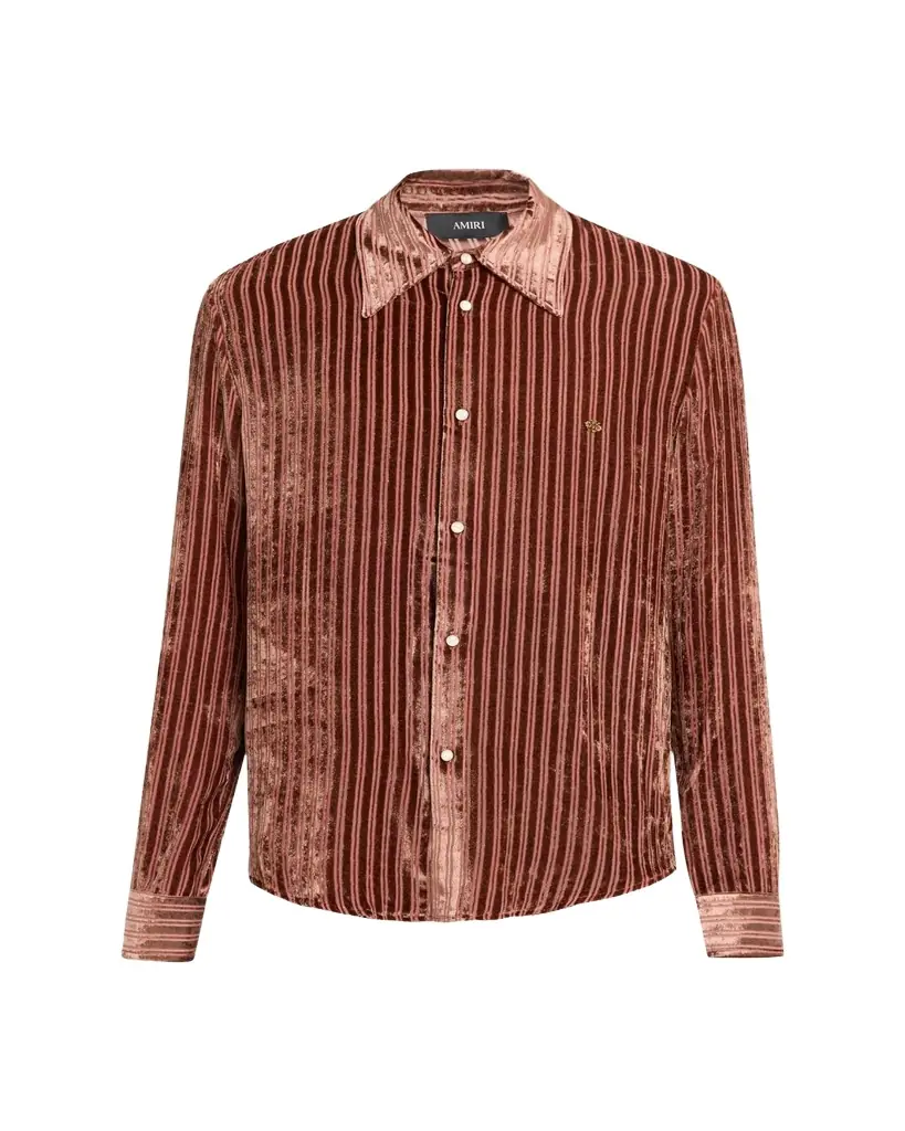 Amiri Men's Velvet Stripe Dress Shirt