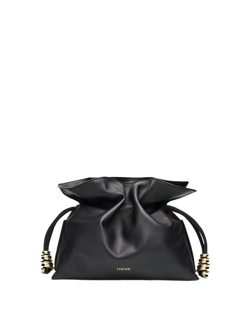 Loewe Flamenco Ruched Clutch Bag in Leather