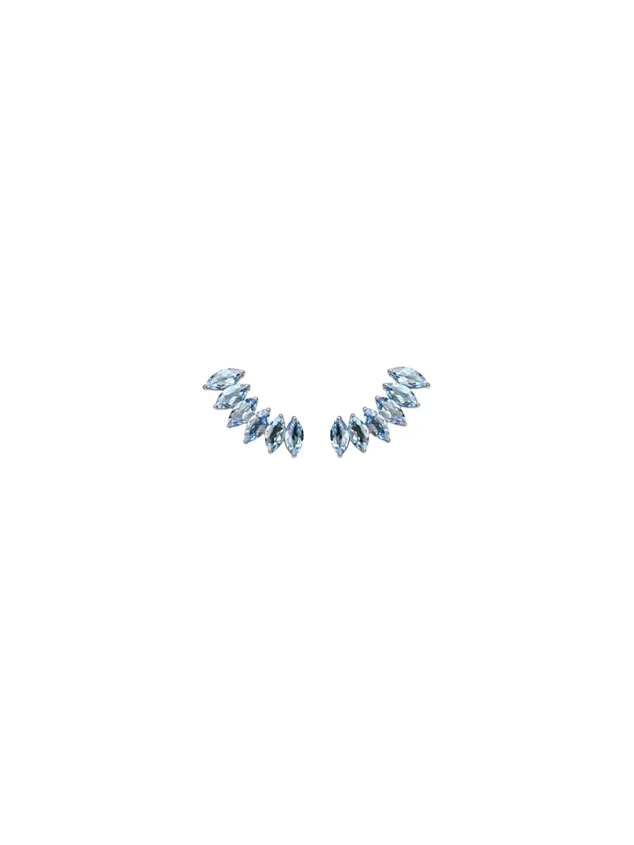 Wish Fine Jewelry 1.56ct Aquamarine 18K Gold Marquis Climber Earrings